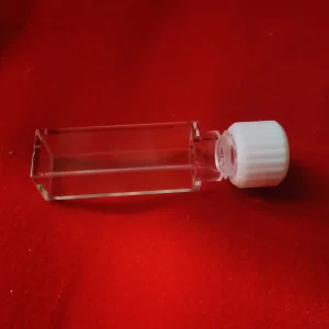 Quartz fluorescent rectangular cuvette with screw cap