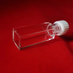 Quartz fluorescent rectangular cuvette with screw cap